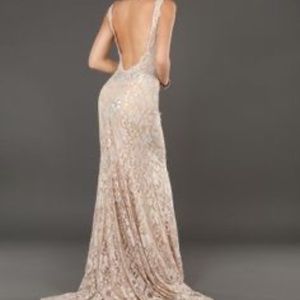 New Jovani Classic Champagne Wedding Guest Dress